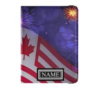 Titolare del passaporto del cuoio di nome personalizzato per la cassa impermeabile del denaro & della carta di viaggio di viaggio di viaggio di famiglia noi bandiera, Bandiera del Canada, Taglia unica