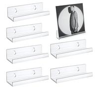Titolare del record | Scaffale di record Clear Mount 4 pollici | 6 pezzi Acrilic Restemo per le mura dei monti per bagno, camera da letto, soggiorno, cucina, sale per bambini, collezionisti di dischi