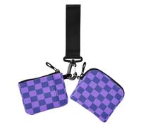Titolare della carta dei sacchetti della moneta delle donne del modello di scacchiera viola e blu