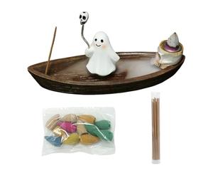 Titolare di incenso - supporto per incenso per bastoncini | Holding di Scheletro Ghost Skeleton | Arredamento della meditazione Zen, ornamento in resina desktop Ash Catcher per la casa di yoga