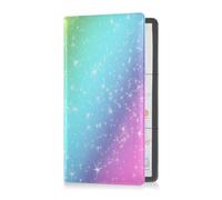 Titolare di registrazione e assicurazione auto in pelle PU uomo donna elementi essenziali per carte, documento essenziale patente di guida arcobaleno glitter, Multi, 1 size