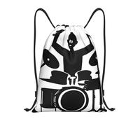 Titolo batterista: borsone leggero con coulisse, impermeabile, pieghevole, con tracolla regolabile, ideale per sport, yoga, viaggi e scuola, Nero , M