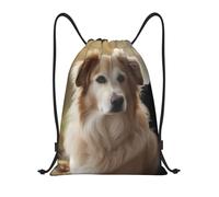Titolo del cane: borsone leggero con coulisse, impermeabile, pieghevole, con tracolla regolabile, ideale per sport, yoga, viaggi e scuola, Nero , M