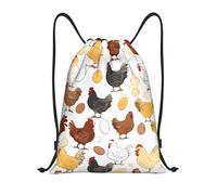 Titolo del modello: borsone leggero con coulisse, impermeabile, pieghevole, con tracolla regolabile, ideale per sport, yoga, viaggi e scuola, Nero , M