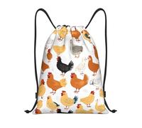 Titolo del modello: borsone leggero con coulisse, impermeabile, pieghevole, con tracolla regolabile, ideale per sport, yoga, viaggi e scuola, Nero , M