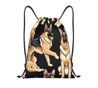 Titolo del pastore tedesco: borsone leggero con coulisse, impermeabile, pieghevole, con tracolla regolabile, ideale per sport, yoga, viaggi e scuola, Nero , S