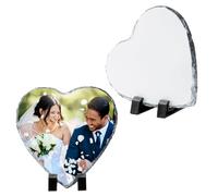 Titolo del prodotto : Cuore a forma di sublimazione Rock Slate, 2 pezzi Set, 5.9 X 5.9 pollici, cornice portafoto personalizzabile con supporti per stampa a trasferimento termico,