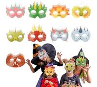 Titolo del prodotto: set di 27 maschere di dinosauro per bambini, maschere di carta elastica in 9 diversi stili di dinosauro per feste di compleanno a tema dinosauro, Halloween ed eventi di vestire,