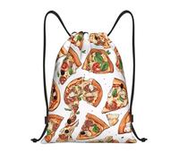 Titolo della pizza: borsone leggero con coulisse, impermeabile, pieghevole, con tracolla regolabile, ideale per sport, yoga, viaggi e scuola, Nero , M