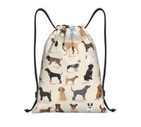 Titolo della razza del cane: borsone leggero con coulisse, impermeabile, pieghevole, con tracolla regolabile, ideale per sport, yoga, viaggi e scuola, Nero , S