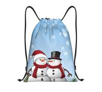 Titolo di Babbo Natale pupazzo di neve: borsone leggero con coulisse, impermeabile, pieghevole, con tracolla regolabile, ideale per sport, yoga, viaggi e scuola, Nero , M