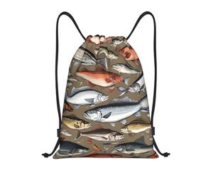 Titolo esche da pesca: borsone leggero con coulisse, impermeabile, pieghevole, con tracolla regolabile, ideale per sport, yoga, viaggi e scuola, Nero , S