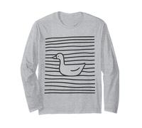 Titolo: Minimalist Goose Floating Line Art Nature Maglia a Manica