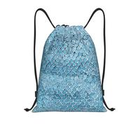 Titolo scala sirena dorata: borsone leggero con coulisse, resistente all'acqua, pieghevole, con tracolla regolabile, ideale per sport, yoga, viaggi e scuola, Nero , S