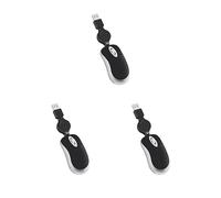 Tityvirnix Set di 3 mouse per computer ultra leggeri Mini Wired Small Hand Ottico Telescopico retrattile Design ergonomico Mouse da gioco per Nero