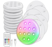Tiudbeu Luci a LED sommergibili con telecomando, impermeabili IP68, luci galleggianti ricaricabili a 16 colori, magnete integrato, illuminazione subacquea per fontana interrata e fuori terra