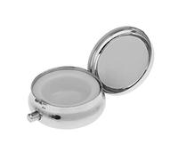 Tiuimk Piccolo portapillole in metallo - scomparto singolo portapillole e organizer per gioielli - 35 mm - argento