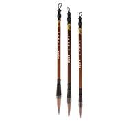 Tiuimk Set di pennelli per calligrafia speciale per studenti, set di pennelli cinesi per studenti, peli di lupo, manico in legno, set di 3 misure