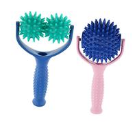 Tiuimk YC-ANB20-11 - Bacchetta massaggiante a Y con manico blu e palla verde scuro + bacchetta massaggiante a Y YC-ANB20-10 con manico rosa e palla blu, set massaggiatore rilassante per agopressione