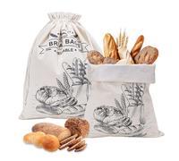 Tiusixsy 2 Pezzi di Sacchetti per Pane in Cera d'Api 44cm×35cm, Riutilizzabili, Sacchetti in lino con cordoncino, Sacchetto Per Pane In Lino, Per Pani, Patate, Frutta E Verdura