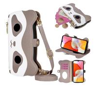 Tivenfezk Carino Procione Crossbody Portafoglio Cerniera Cover per Honor X6B 4G,Trucco Specchio Slot per Schede Borsa Spallina Tasca Magnetico PU Pelle Flip Collo Cordino Custodia