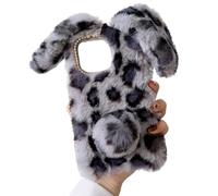Tivenfezk Nadoli Bunny Custodia per Oppo A58 4G,Inverno Orecchio di Coniglio Faux Fur Cover Morbido Carina Soffice Peloso Indietro Astuccio Caso