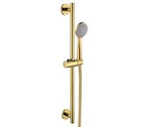 Tivezlor Kit Asta Doccia Oro Doccetta con Flessibile, Soffione Doccia a 3 Funzioni, Asta Doccia Regolabile in Altezza 65 cm, Soffione Doccia ad Alta Pressione, Montaggio a Vite