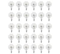 Tivleed Command - 30 ganci adesivi in plastica per tende, tende, cucina, parete floreale bianca (bianco, forma floreale)