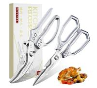 TIVOLI Set di Forbici da Cucina in Acciaio Inossidabile Argento - Professionali per Pollame e Forbici Domestiche, Multifunzione e Versatili per Carne, Ossa e Erbe, Lavabile in Lavastoviglie