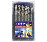 TIVOLY 11456170017 - Set G di 25 punte Premium Tbx 4f HSS cobalto con lama rivettata, affilatura a 4 lati, contiene Ø 1 a 13 mm per 1/2 mm