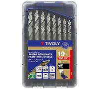 Tivoly 11457070015 - Set di 19 punte in metallo TSP HSS, taglio rettificato, affilatura Tivoly Smart Point, Ø 1-10 mm
