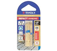 TIVOLY 11523720001 - Set di 2 punte diamantate per avvitatore Impact Torsion per viti Pozidriv Pz1-2-3 cacciaviti
