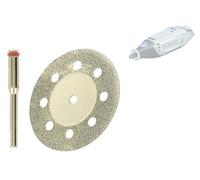 TIVOLY - Set di 3 dischi diamantati Ø38 mm + pilota - Troncaatura, intaglio e taglio di terracotta, piastrelle e gesso - Attacco: coda cilindrica Ø3,2 mm - Per DREMEL/PROXXON
