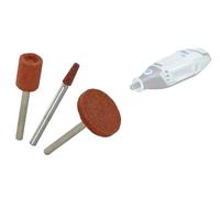 TIVOLY - Set di 3 mole corindone multi-forme - affilatura, sbavatura e macinazione di metalli teneri e ferrosi - Attacco: coda cilindrica Ø3,2 mm - Per DREMEL/PROXXON