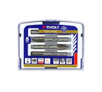 TIVOLY - Set di 5 frese per metallo Ø8 mm - Gambo cilindrico Ø6 mm - Testa in carburo di tungsteno - Sistema di denti rompitruciolo