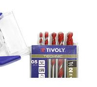 TIVOLY - Set di punte 2 in 1 calcestruzzo/piastrelle ad alte prestazioni Ø4-5-6-8-10mm - Foratura piastrelle, terracotta, cemento vibrato e pietra - Coda cilindrica universale per trapano
