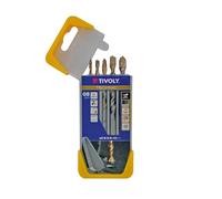 TIVOLY - Set punte per cemento ad alte performance - Per la foratura di cemento, pietra e granito - 5 punte graduate SLR Ø 4, 5, 6, 8, 10 mm
