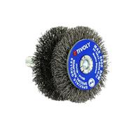 TIVOLY - Spazzola metallica in acciaio ondulato per trapano - Per sverniciatura di barre e tubi metallici Ø10-20 mm - Aggancio antirotazione