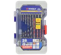 TIVOLY - Valigetta da 28 pezzi: 8 punte metalliche, 4 punte per calcestruzzo/piastrelle, 6 punte in legno, 2 punte diamantate ad acqua, 7 punte di avvitamento, 1 porta punta magnetica Quick Change