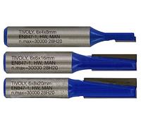 Tivoly XT60642067300 - Frese per fresatrice a scanalatura dritta, 2 taglienti rettificati al diamante, Ø 4-6-8 mm, blu