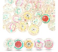 TIVUNORON 30 Pcs Palline Cartone Animato per Bambini, 30mm Palline di Gomma Rimbalzanti, Fruity Bouncy Balls, Piccolo Palline Rimbalzanti, Regalini Fine Festa Compleanno Bambini, Motivo Casuale