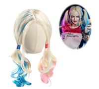 TIVUNORON Parrucche Blu Rosa, Parrucca Harley Quinn Ragazza, Rosa Blu Bionda Lunga Riccia Parrucca, Cosplay Parrucche, Perfetto da Donna per Mascherata Festa di Carnevale, Con Retina per Capelli