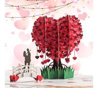 TIVUNORON Pop Up 3D Carta di San Valentino, Biglietto Albero Dell'amore, Romantico Biglietti con Busta per San Valentino, Anniversario di Matrimonio, Proposte e Compleanni, Fatto a Mano