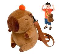 TIVUNORON Zaino in Peluche di Capibara, Simpatico Zaino Capybara, Carino Animal Capybara Backpack, Carino Borsa a Tracolla per Ragazze, Tracolla Regolabile e Staccabile, Regali per Ragazze e Ragazzi
