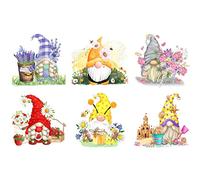 Confezione da 6 kit per punto croce con gnomi per adulti, kit per punto croce prestampato a 11 fili, per principianti, facile da ricamare, artigianato per decorazione, 30 x 30 cm