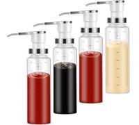 Tiwiche Dispenser per pompa di salsa, dispenser per sciroppi di caffè, bottiglia di vetro da 500 ml con pompe in acciaio inox, a prova di perdite, pompe di qualità alimentare per miele, sciroppo, olio
