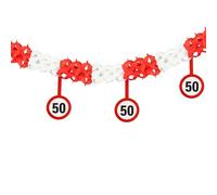 Tiwoca Addobbi 50° compleanno - ghirlanda rossa e bianca segnali stradali