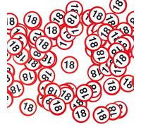 Tiwoca decorazioni per il 18° compleanno - Coriandoli rossi e bianchi con il numero “18” in stile cartello stradale - addobbi originali e idee regalo divertenti per ragazzo e ragazza