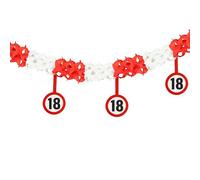Tiwoca decorazioni per il 18° compleanno - Ghirlanda rossa e bianca con il numero “18” in stile cartello stradale - addobbi originali e idee regalo divertenti per ragazzo e ragazza