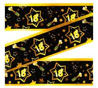 Tiwoca decorazioni per il 18° compleanno - nastro di delimitazione nero e oro dal design elegante con numero 18 - addobbi originali e idee regalo eleganti per ragazzo e ragazza